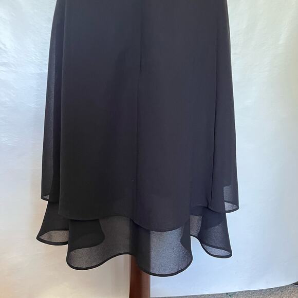 Virgo Chiffon Overlay Little Black Dress Size 10 Whimsygoth Midi Cocktail Sheer - Picture 3 of 14